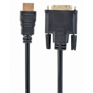 Кабель HDMI-DVI Cablexpert, 1.8м, 19M/19M, single link, черный, позол.разъемы, экран