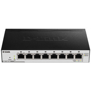 Коммутатор D-Link DGS-1100-08PLV2/A1A, EasySmart managed switch with 8 10/100/1000Base-T ports (4 ports with PoE 802.3at support (80W Total).4K Mac address, 802.3x Flow Control, Port Trunking